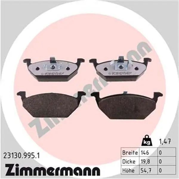 Venta Final Juego de pastillas de freno ZIMMERMANN 231309951