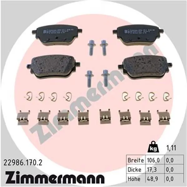 Juego de pastillas de freno ZIMMERMANN 229861702 Premium