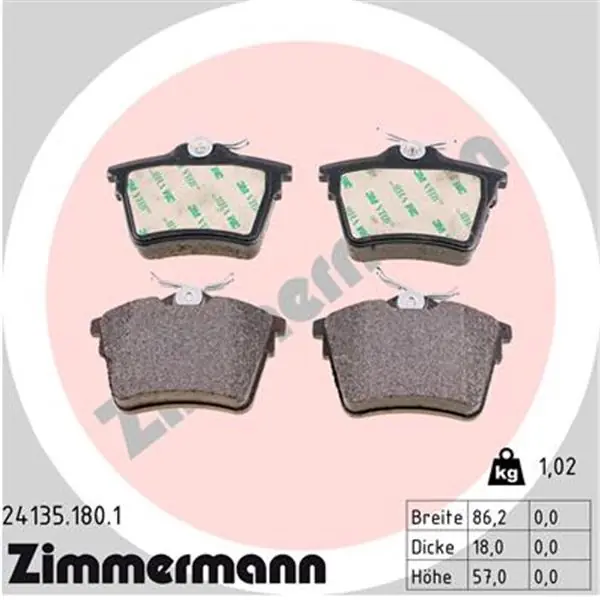 Juego de pastillas de freno ZIMMERMANN 241351801 Mejor Precio
