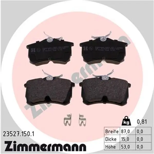 Juego de pastillas de freno ZIMMERMANN 235271501 Garantía Incluida