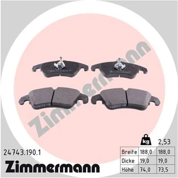 Juego de pastillas de freno ZIMMERMANN 247431901 Marca Reconocida