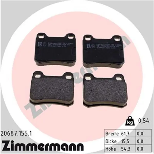 Juego de pastillas de freno ZIMMERMANN 206871551 Promoción Exclusiva