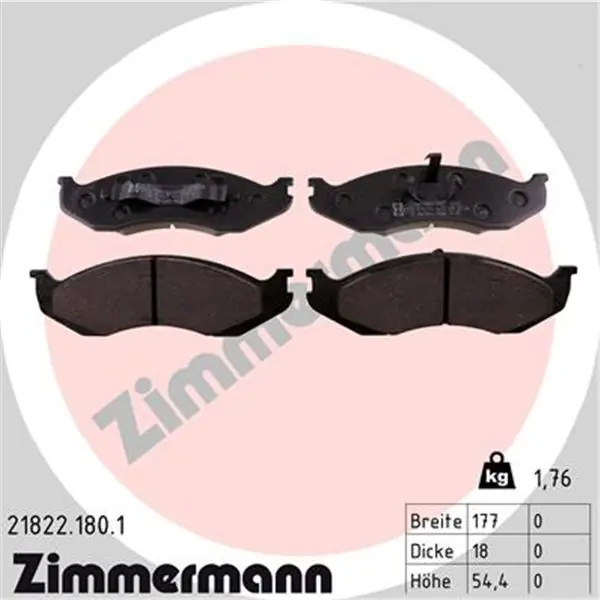 Original Juego de pastillas de freno ZIMMERMANN 218221801