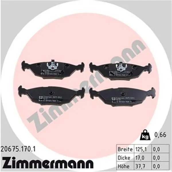 Juego de pastillas de freno ZIMMERMANN 206751701 Oferta Especial