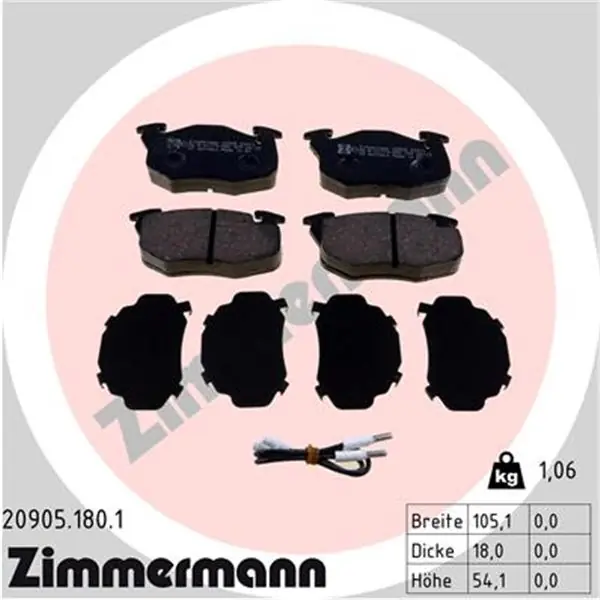 Juego de pastillas de freno ZIMMERMANN 209051801 Oferta Especial