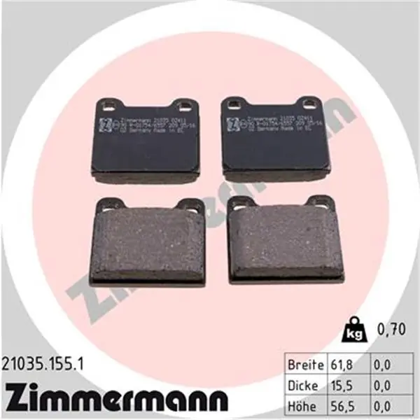 Edición Limitada Juego de pastillas de freno ZIMMERMANN 210351551