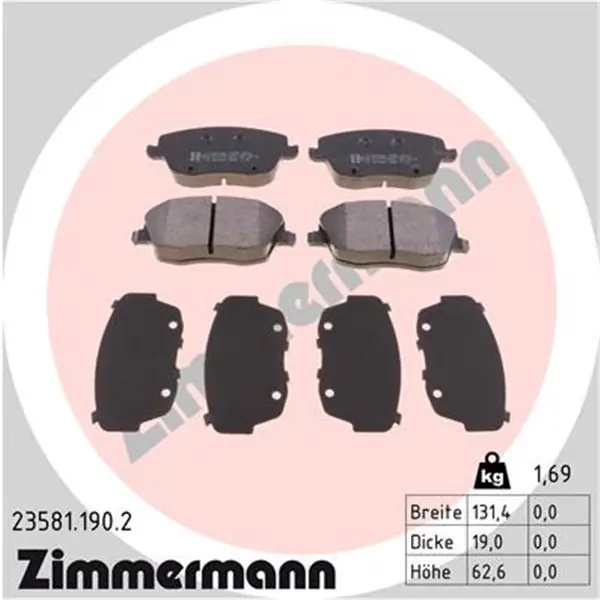 Artesanal Juego de pastillas de freno ZIMMERMANN 235811902