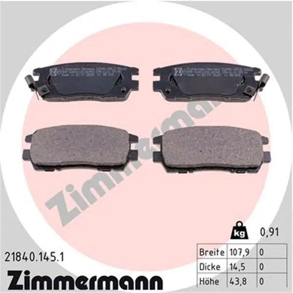Exclusivo Juego de pastillas de freno ZIMMERMANN 218401451