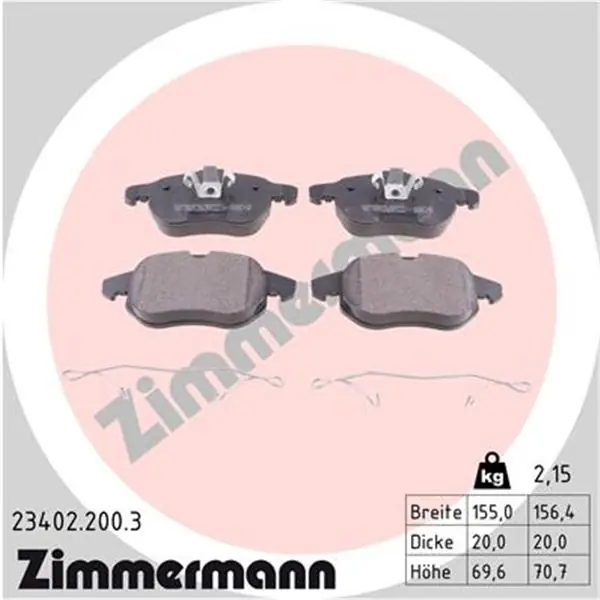 Liquidación Juego de pastillas de freno ZIMMERMANN 234022003