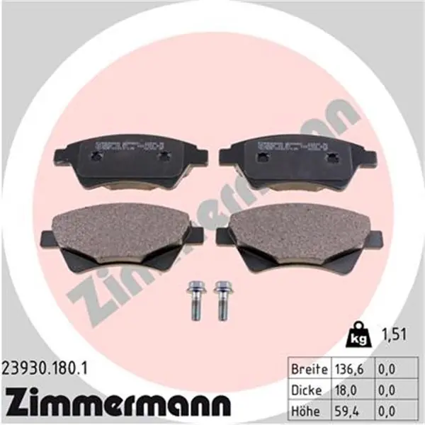 Juego de pastillas de freno ZIMMERMANN 239301801 Barato