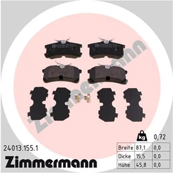 Juego de pastillas de freno ZIMMERMANN 240131551 De Moda