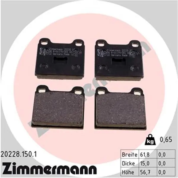 Juego de pastillas de freno ZIMMERMANN 202281501 Nuevo Modelo