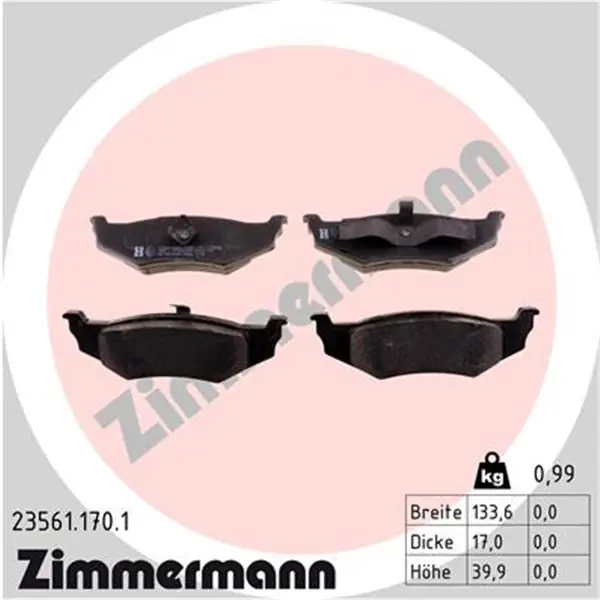 Precio De Fábrica Juego de pastillas de freno ZIMMERMANN 235611701