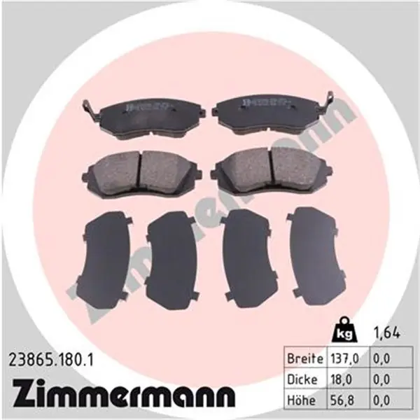 Juego de pastillas de freno ZIMMERMANN 238651801 Envío Exprés