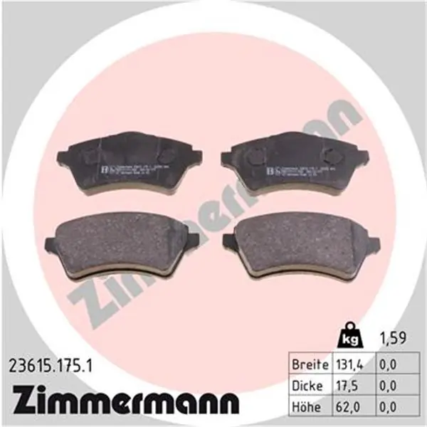 Juego de pastillas de freno ZIMMERMANN 236151751 No Te Lo Pierdas