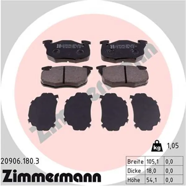 Juego de pastillas de freno ZIMMERMANN 209061803 Compra Ahora