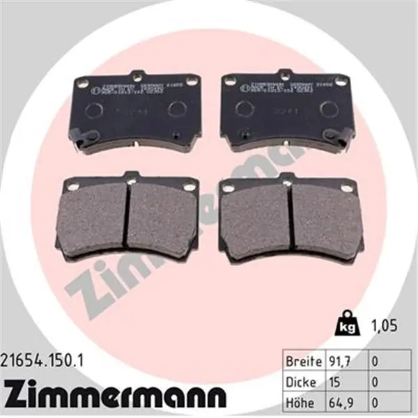 Juego de pastillas de freno ZIMMERMANN 216541501 Súper Precio