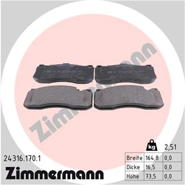 Juego de pastillas de freno ZIMMERMANN 243161701 Última Oportunidad