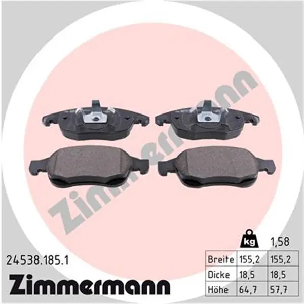 Mejor Calidad Juego de pastillas de freno ZIMMERMANN 245381851