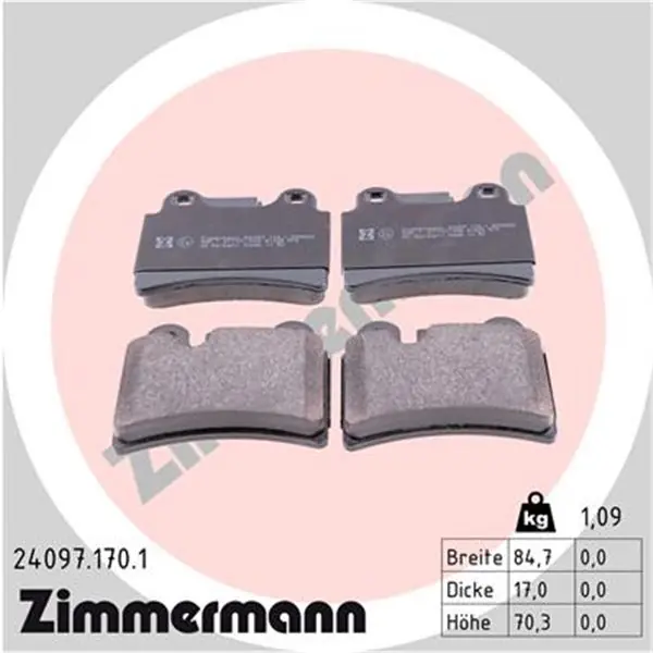 Nuevo Modelo Juego de pastillas de freno ZIMMERMANN 240971701