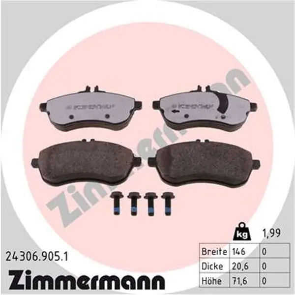 Juego de pastillas de freno ZIMMERMANN 243069051 Últimas Unidades