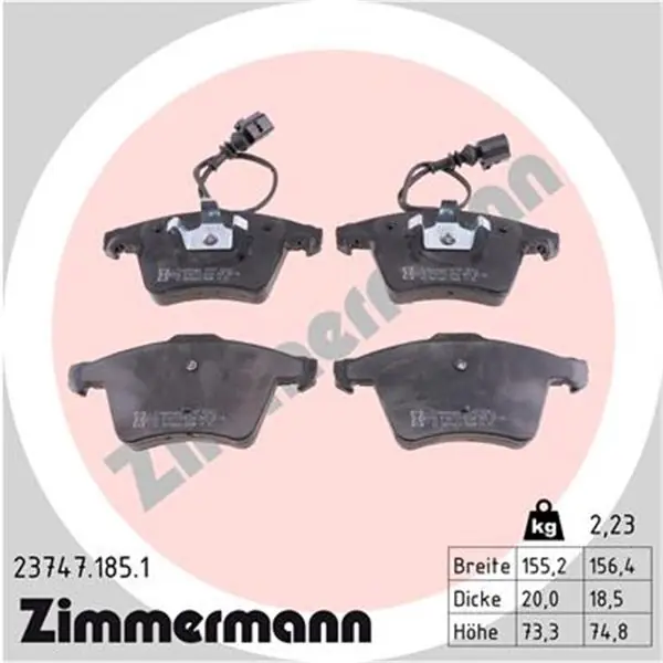 Juego de pastillas de freno ZIMMERMANN 237471851 Marca Reconocida