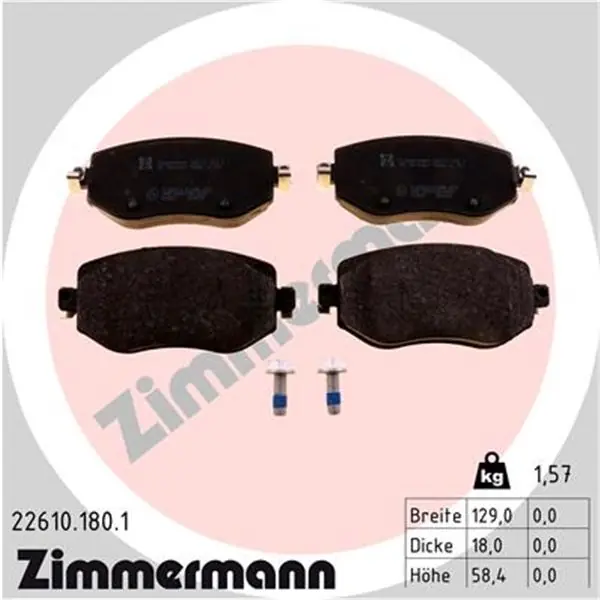 Juego de pastillas de freno ZIMMERMANN 226101801 Hecho A Mano