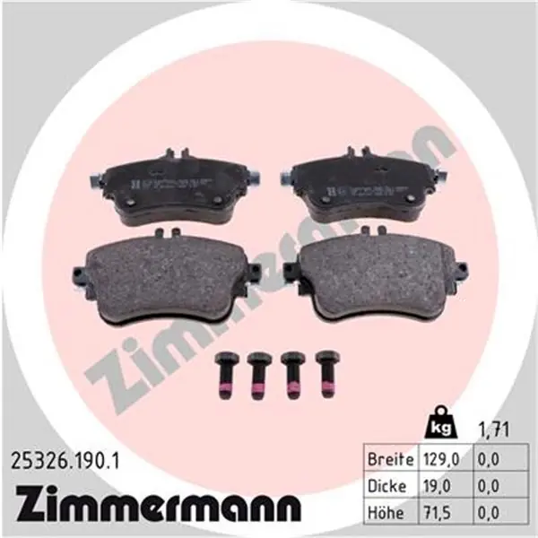 Juego de pastillas de freno ZIMMERMANN 253261901 Auténtico