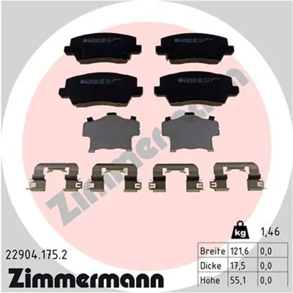 Oferta Especial Juego de pastillas de freno ZIMMERMANN 229041752