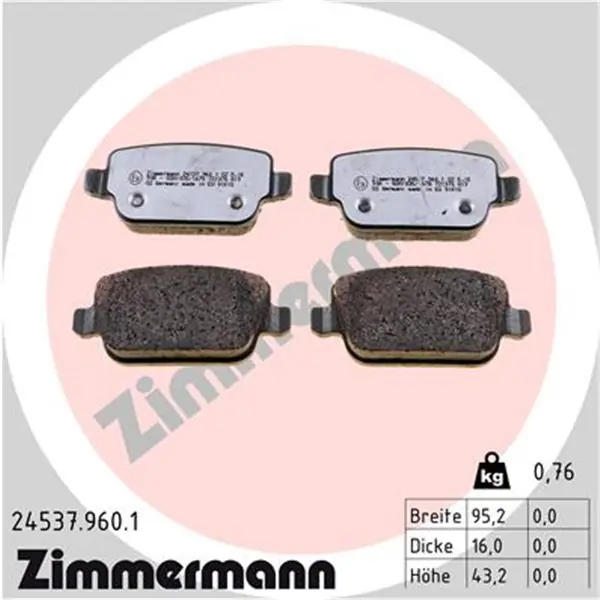 Disponible Ahora Juego de pastillas de freno ZIMMERMANN 245379601