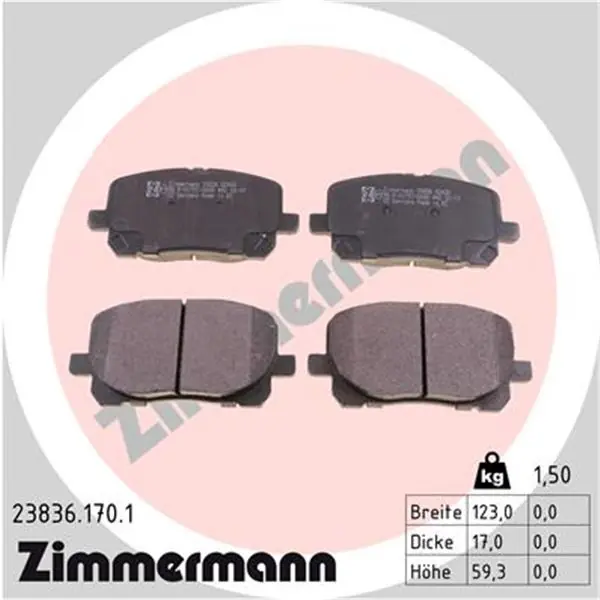 Última Oportunidad Juego de pastillas de freno ZIMMERMANN 238361701