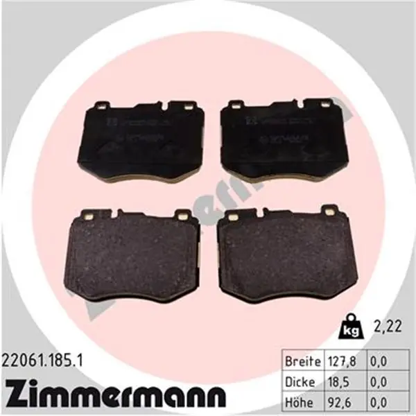 Juego de pastillas de freno ZIMMERMANN 220611851 Envío Inmediato