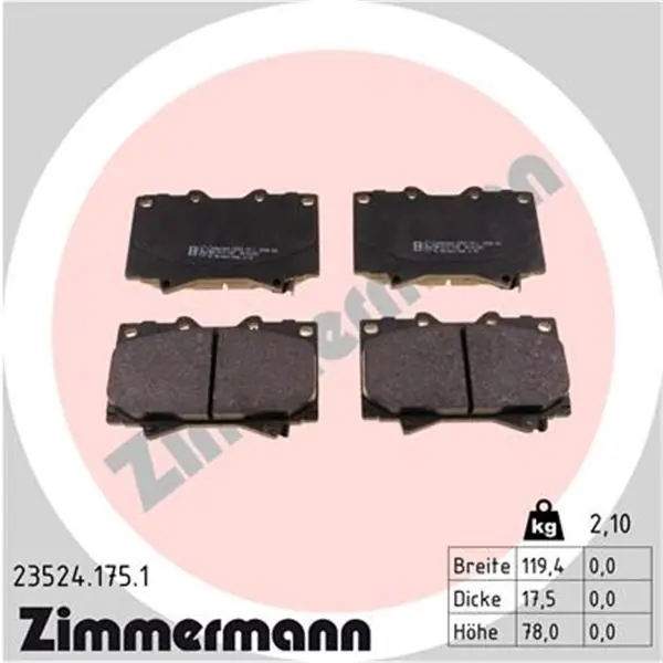 Juego de pastillas de freno ZIMMERMANN 235241751 Novedad
