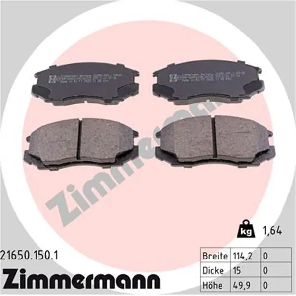 Envío Internacional Juego de pastillas de freno ZIMMERMANN 216501501