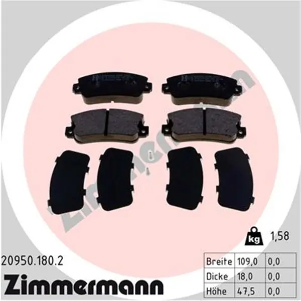 Juego de pastillas de freno ZIMMERMANN 209501802 Mayoreo