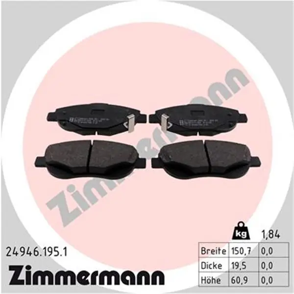 Juego de pastillas de freno ZIMMERMANN 249461951 Profesional