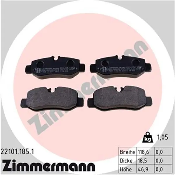 Juego de pastillas de freno ZIMMERMANN 221011851 Marca Reconocida