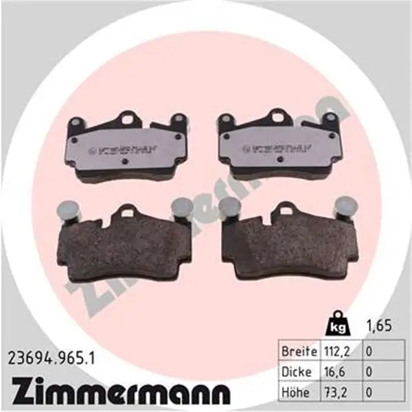 Juego de pastillas de freno ZIMMERMANN 236949651 Envío Exprés