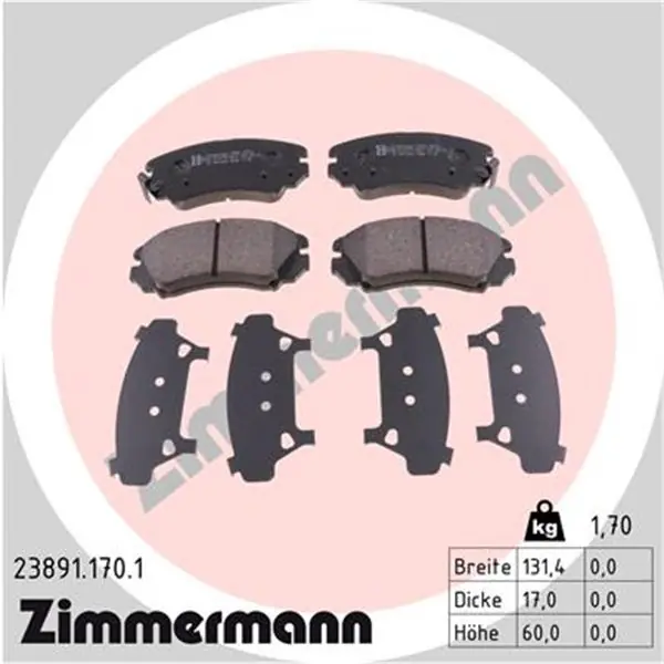 Compra Ahora Juego de pastillas de freno ZIMMERMANN 238911701