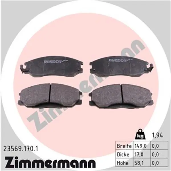 Novedad Juego de pastillas de freno ZIMMERMANN 235691701