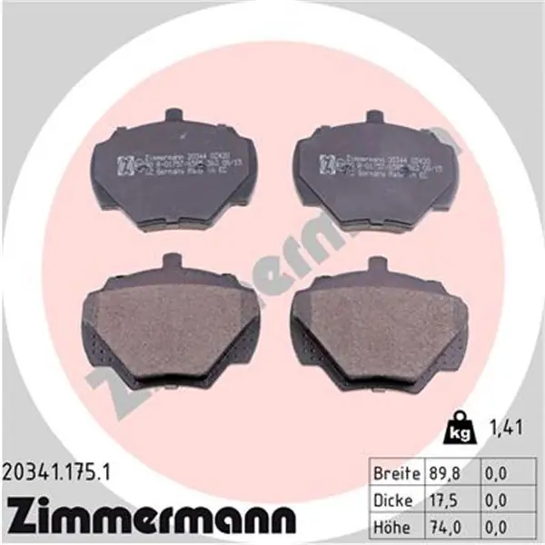 Última Oportunidad Juego de pastillas de freno ZIMMERMANN 203411751