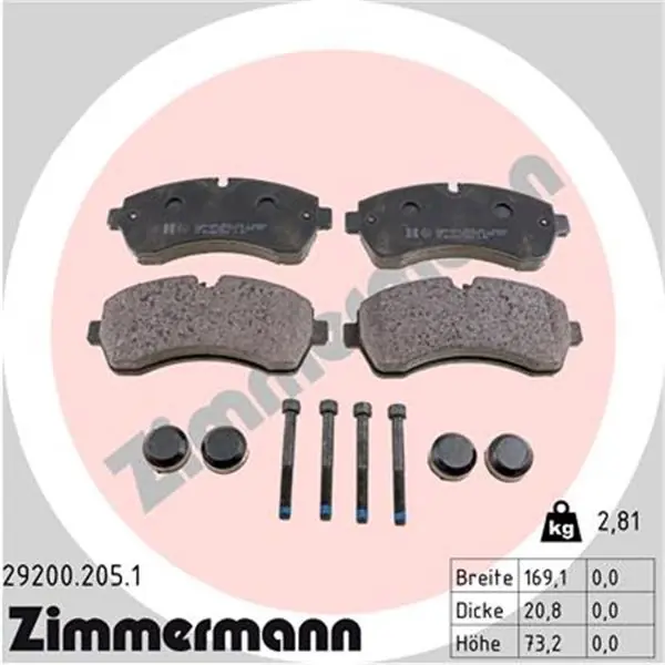 Juego de pastillas de freno ZIMMERMANN 292002051 Alta Calidad