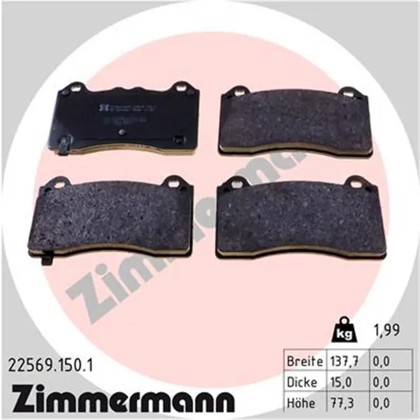 Profesional Juego de pastillas de freno ZIMMERMANN 225691501