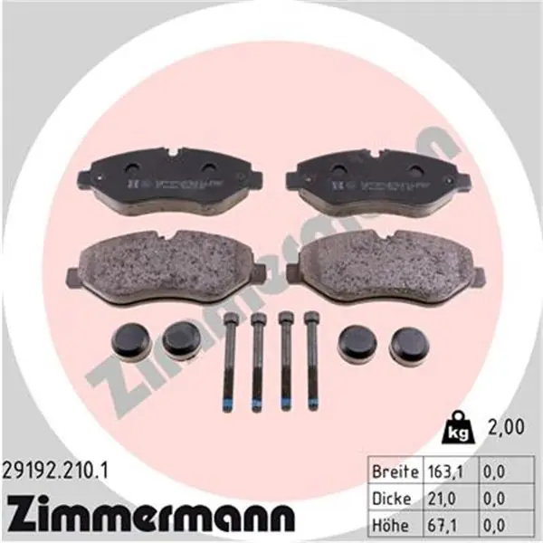 Juego de pastillas de freno ZIMMERMANN 291922101 Última Versión