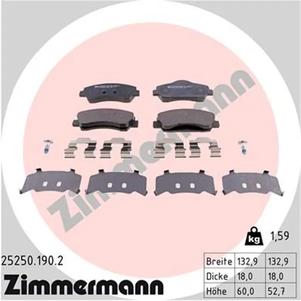 Juego de pastillas de freno ZIMMERMANN 252501902 Profesional