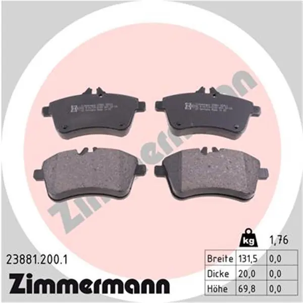 Juego de pastillas de freno ZIMMERMANN 238812001 Envío Internacional