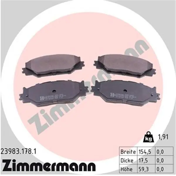 Ordena Ya Juego de pastillas de freno ZIMMERMANN 239831781