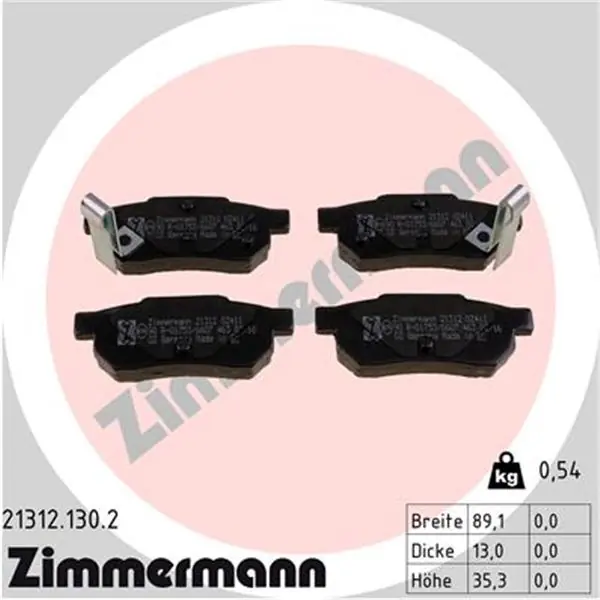 Hecho A Mano Juego de pastillas de freno ZIMMERMANN 213121302