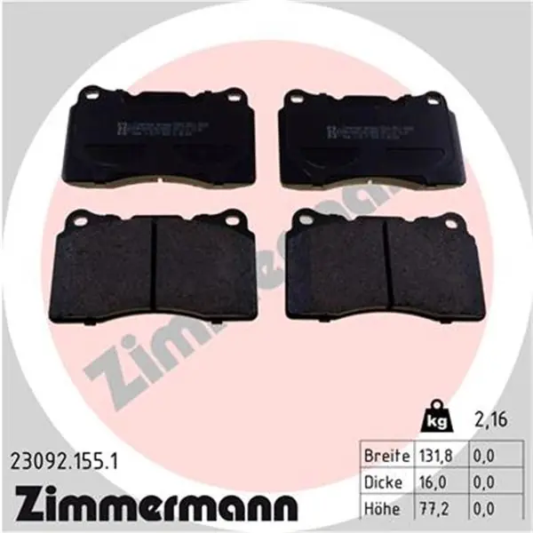 Juego de pastillas de freno ZIMMERMANN 230921551 Promoción Exclusiva