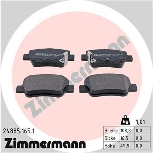 Garantía De Devolución De Dinero Juego de pastillas de freno ZIMMERMANN 248851651